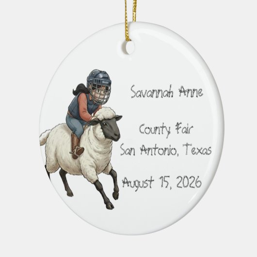 Personalized Mutton Bustin Rodeo Girls Keramisch Ornament (Links)
