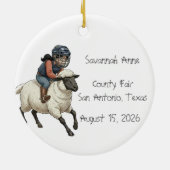 Personalized Mutton Bustin Rodeo Girls Keramisch Ornament (Achterkant)