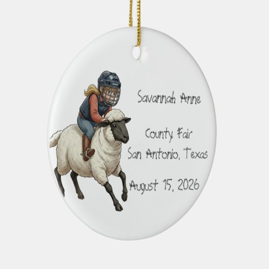 Personalized Mutton Bustin Rodeo Girls Keramisch Ornament (Rechts)