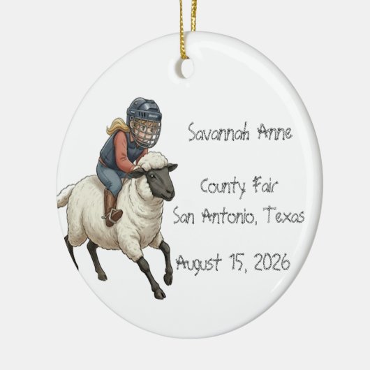 Personalized Mutton Bustin Rodeo Girls Keramisch Ornament (Links)