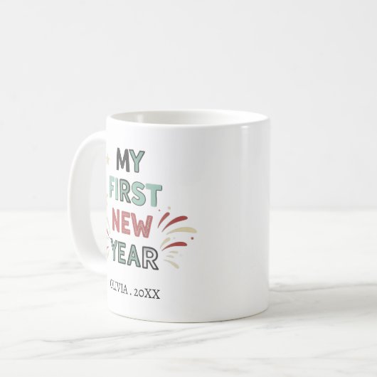 Personalized My First New Year Mug – Custom Name Koffiemok (Voorkant links)