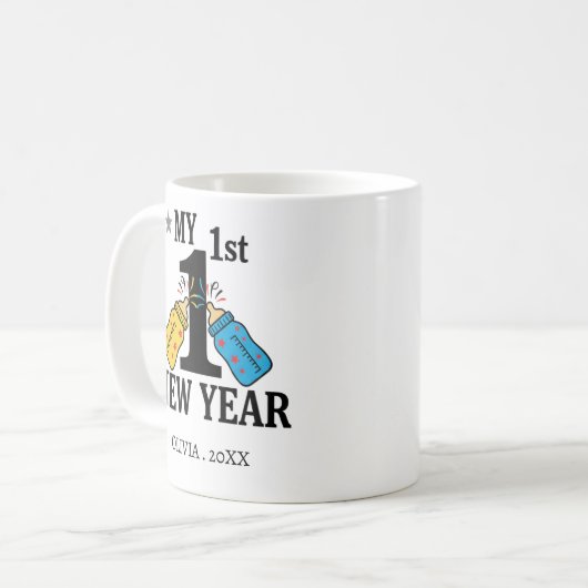 Personalized My First New Year Mug – Custom Name Koffiemok (Voorkant links)