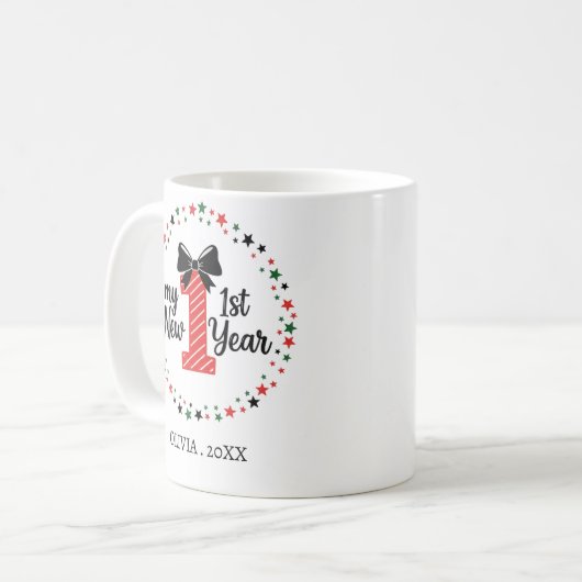 Personalized My First New Year Mug – Custom Name Koffiemok (Voorkant links)