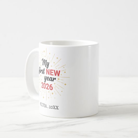 Personalized My First New Year Mug – Custom Name Koffiemok (Voorkant links)