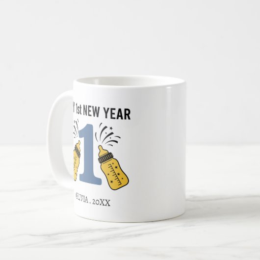 Personalized My First New Year Mug – Custom Name Koffiemok (Voorkant links)