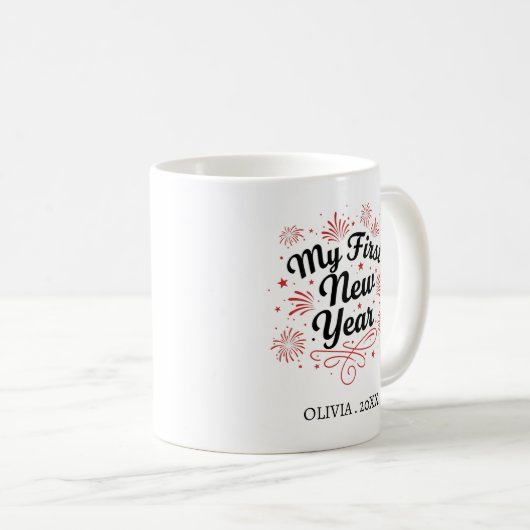 Personalized My First New Year Mug – Custom Name Koffiemok (Voorkant rechts)
