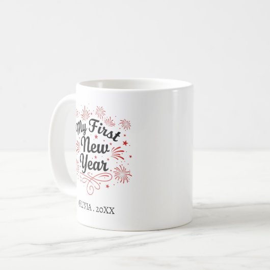 Personalized My First New Year Mug – Custom Name Koffiemok (Voorkant links)