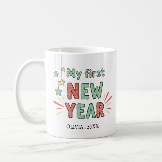 Personalized My First New Year Mug – Custom Name Koffiemok (Links)