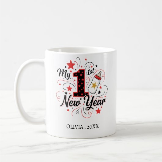 Personalized My First New Year Mug – Custom Name Koffiemok (Links)