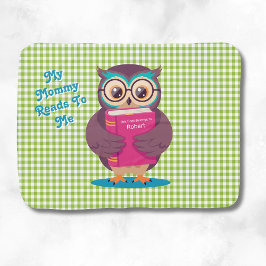 Personalized My Mommy Reads to me Owl Green Inbakerdoek