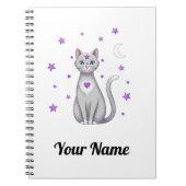 Personalized Mystic Gray Cat Notebook Notitieboek (Voorkant)