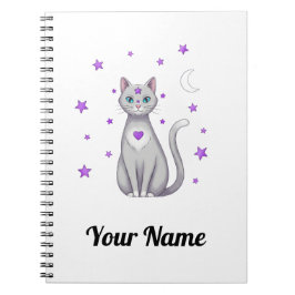 Personalized Mystic Gray Cat Notebook Notitieboek