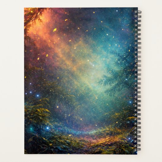 Personalized Mystical Beautiful Peacock in Forest Planner (Achterkant)