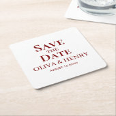PERSONALIZED NAAM STIJLVOOL SIMPEL SAVE THE DATES KARTONNEN ONDERZETTERS (Schuin)