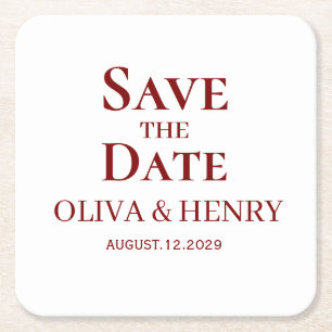 PERSONALIZED NAAM STIJLVOOL SIMPEL SAVE THE DATES KARTONNEN ONDERZETTERS