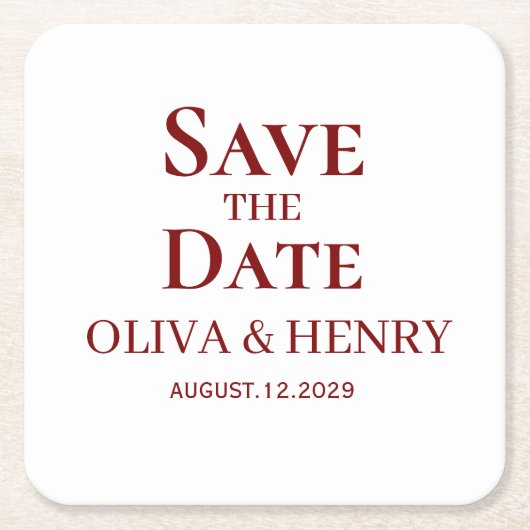 PERSONALIZED NAAM STIJLVOOL SIMPEL SAVE THE DATES KARTONNEN ONDERZETTERS (Voorkant)