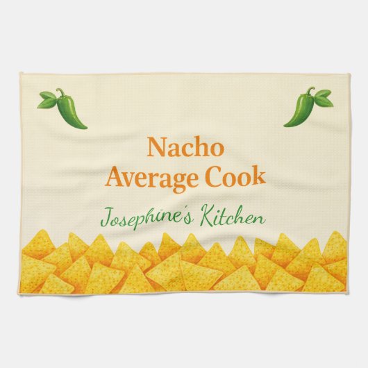Personalized Nacho Average Cook Funny Tea Towel  Theedoek (Horizontaal)