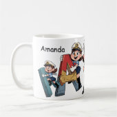 Personalized  Name & A Sailor Cartoon Character  Koffiemok (Links)
