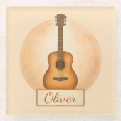 Personalized Name Acoustic Guitar For Music Lovers Glazen Onderzetter (Voorkant)
