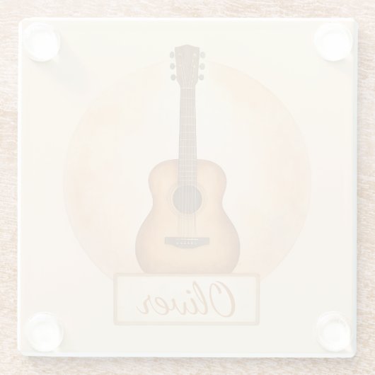 Personalized Name Acoustic Guitar For Music Lovers Glazen Onderzetter (Achterkant)