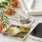Personalized name and Flower Photo Sleutelhanger (Voorkant Rechts)