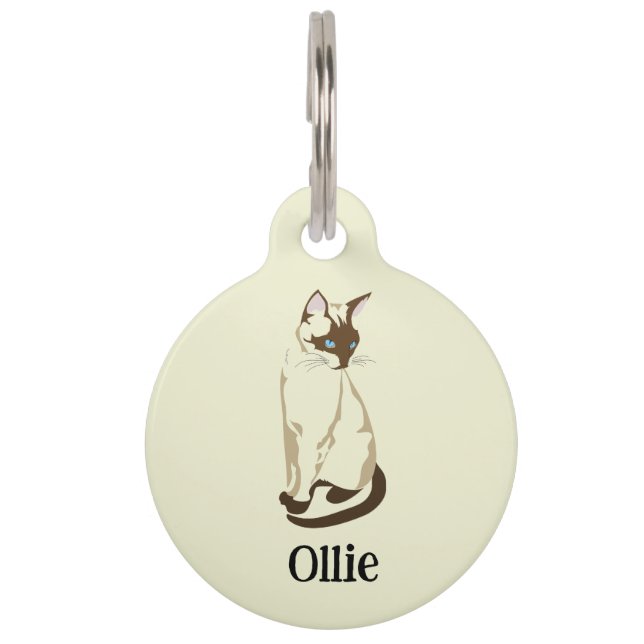 Personalized Name and No. Phone - Siamese Cat Huisdierpenning (Voorkant)