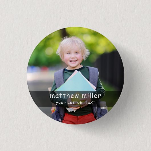 Personalized Name and Photo School Button (Voorkant)