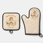 Personalized Name Baking Queen Ovenwant & Pannenlap Set (Voorkant)