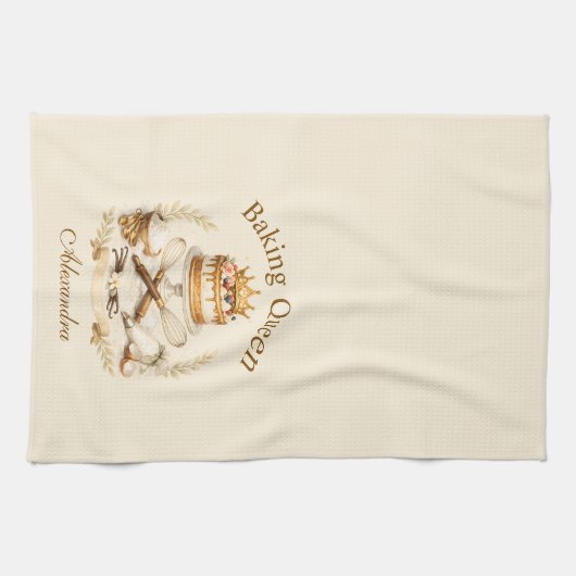Personalized Name Baking Queen Theedoek (Horizontaal)