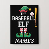 Personalized Name Baseball Elf Family Matching  Button (Voorkant)