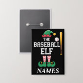 Personalized Name Baseball Elf Family Matching  Button (Voorkant / Achterkant)