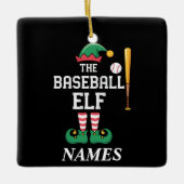 Personalized Name Baseball Elf Family Matching Keramisch Ornament (Voorkant)