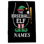 Personalized Name Baseball Elf Family Matching Medium Cadeauzakje (Voorkant)