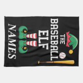 Personalized Name Baseball Elf Family Matching  Theedoek (Horizontaal)