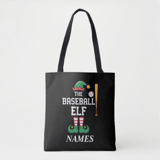 Personalized Name Baseball Elf Family Matching Tote Bag (Voorkant)
