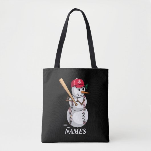 Personalized Name Baseball Snowman Balls Snow Xmas Tote Bag (Voorkant)