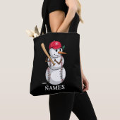 Personalized Name Baseball Snowman Balls Snow Xmas Tote Bag (Dichtbij)