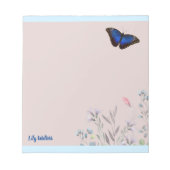 Personalized Name Beautiful Blue Morpho Butterfly Notitieblok (Voorkant)