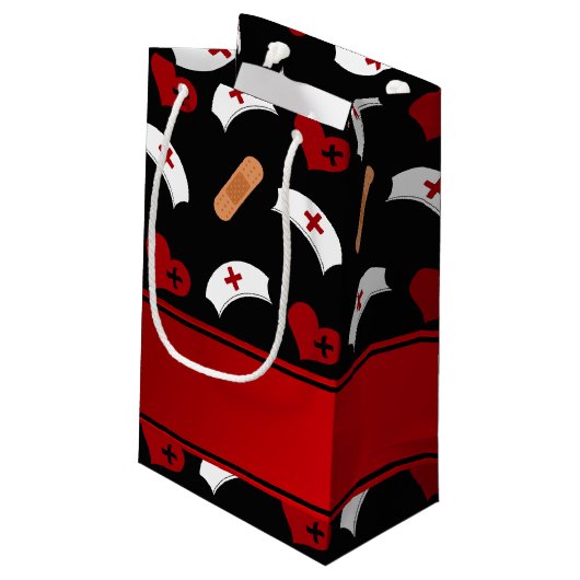 Personalized name black nurse pattern klein cadeauzakje (Achterkant Gekanteld)