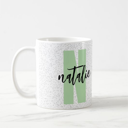 Personalized Name - Black Polka Dots Design Koffiemok (Links)
