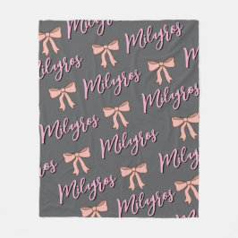 Personalized name blanket with bow, gift for girls fleece deken
