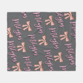 Personalized name blanket with bow, gift for girls fleece deken (Voorkant (Horizontaal))