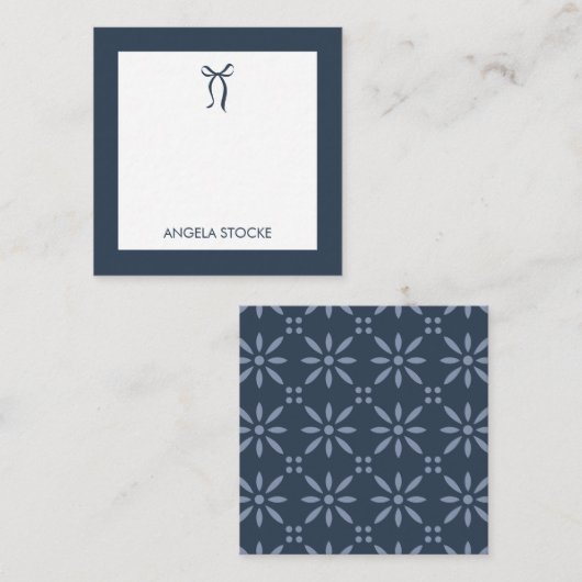 Personalized Name Blue Bow Notitiekaartje (Voorkant / Achterkant)