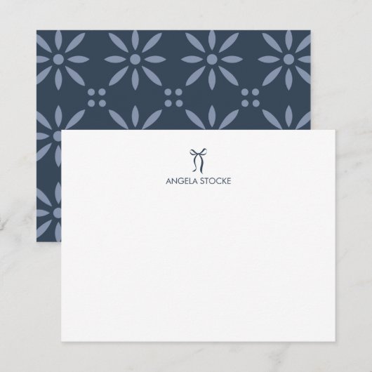 Personalized Name Blue Bow Notitiekaartje (Voorkant / Achterkant)