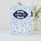 Personalized Name Blue Floral Pattern, Blank Bedankkaart (Staand voorkant)