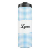 Personalized Name Blue Gingham Pattern Thermosbeker (Voorkant)