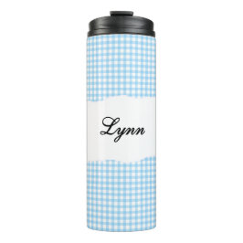 Personalized Name Blue Gingham Pattern Thermosbeker