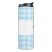 Personalized Name Blue Gingham Pattern Thermosbeker (Gedraaid links)
