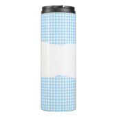 Personalized Name Blue Gingham Pattern Thermosbeker (Achterkant)