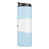 Personalized Name Blue Gingham Pattern Thermosbeker (Geroteerd rechts)